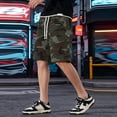 thumbnail image 5 of Dresfit Mens Camo Shorts Drawstring Long Cargo Shorts 2026 Summer Stretch Hiking Sweat Shorts Big and Tall Knee Length Loose Outdoor Cropped Pants S, 5 of 9