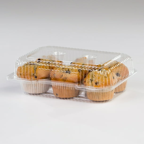 Detroit Forming LBH6646 6 Compartment Clear OPS Plastic Hinged Cupcake