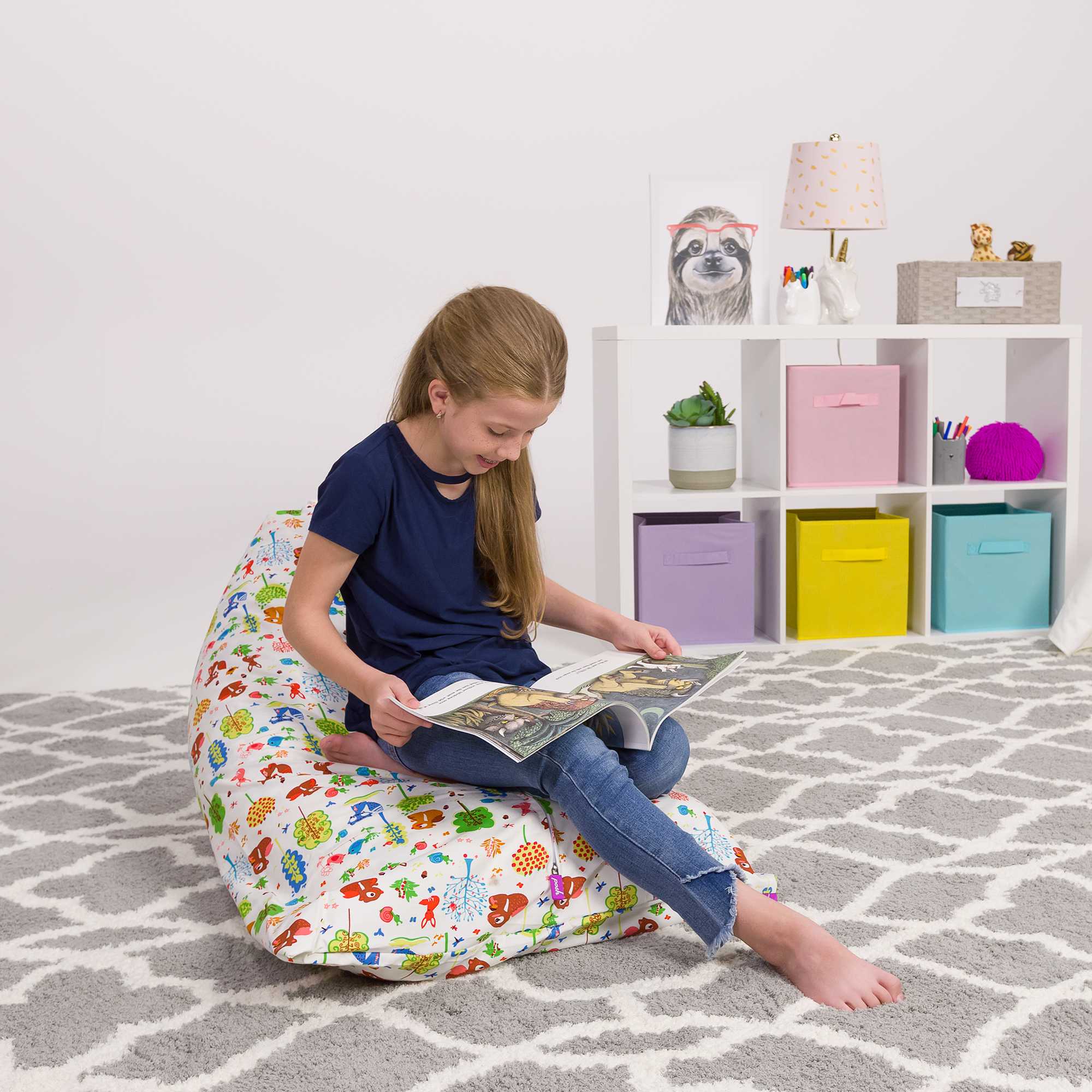 Posh Creations Bean Bag Stuffable Cover - Toy Organizer, Canvas Cover, Kids, 3 ft, Canvas Forest Critters
