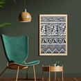 thumbnail image 2 of Ethnic Wall Art with Frame, Monkeys Birds Simplistic Animal Motifs Ornaments Petroglyph Theme, Printed Fabric Poster for Bathroom Living Room, 23" x 35", Black White, by Ambesonne, 2 of 2