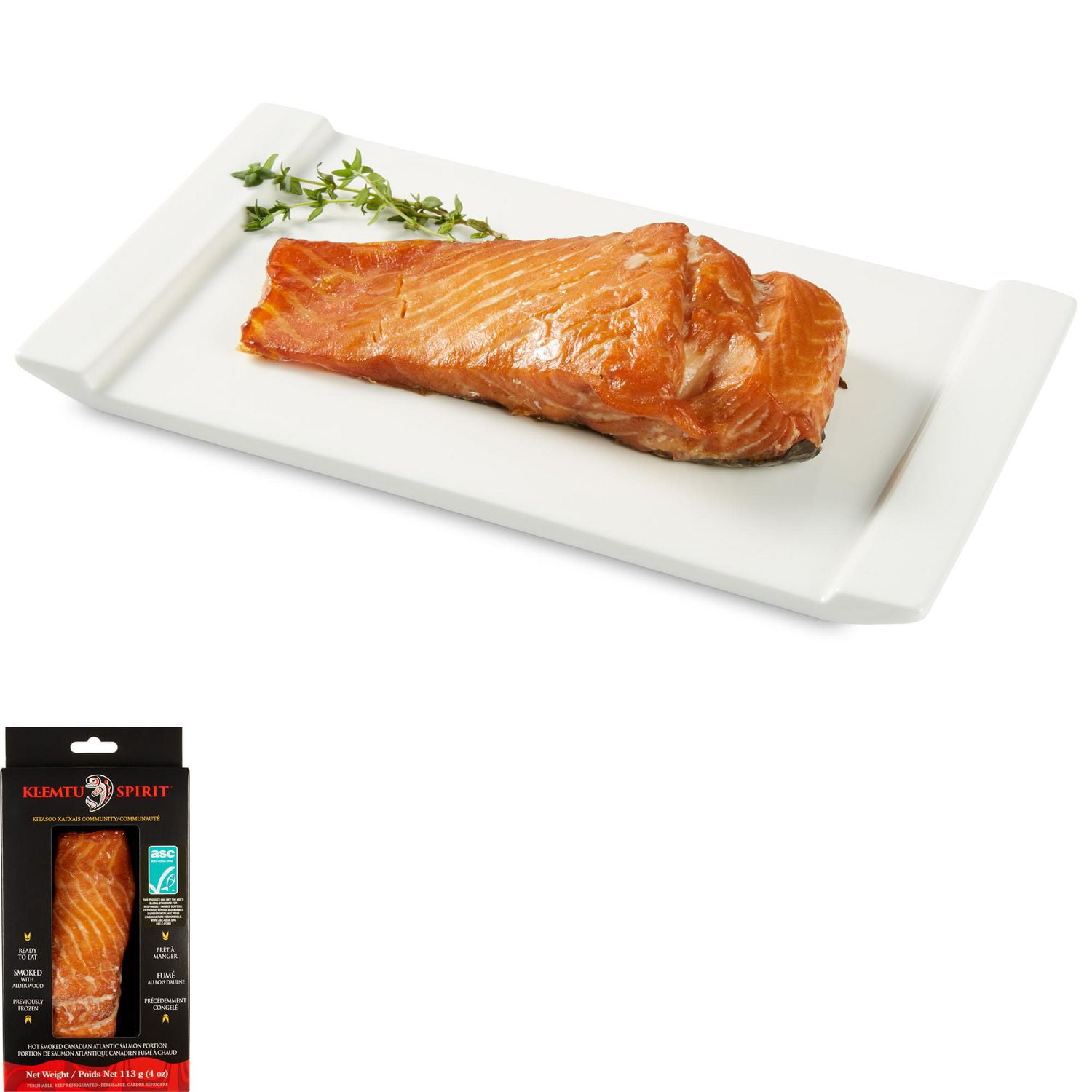 Portion de saumon atlantique canadien fumé à chaud Klemtu Spirit 113 g