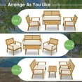 thumbnail image 3 of 4 Pieces Patio Seating Set with Coffee Table, Acacia Solid Wood Outdoor Sofa Set with Cushions, Outdoor Seating Set for 4, Beige, 3 of 8
