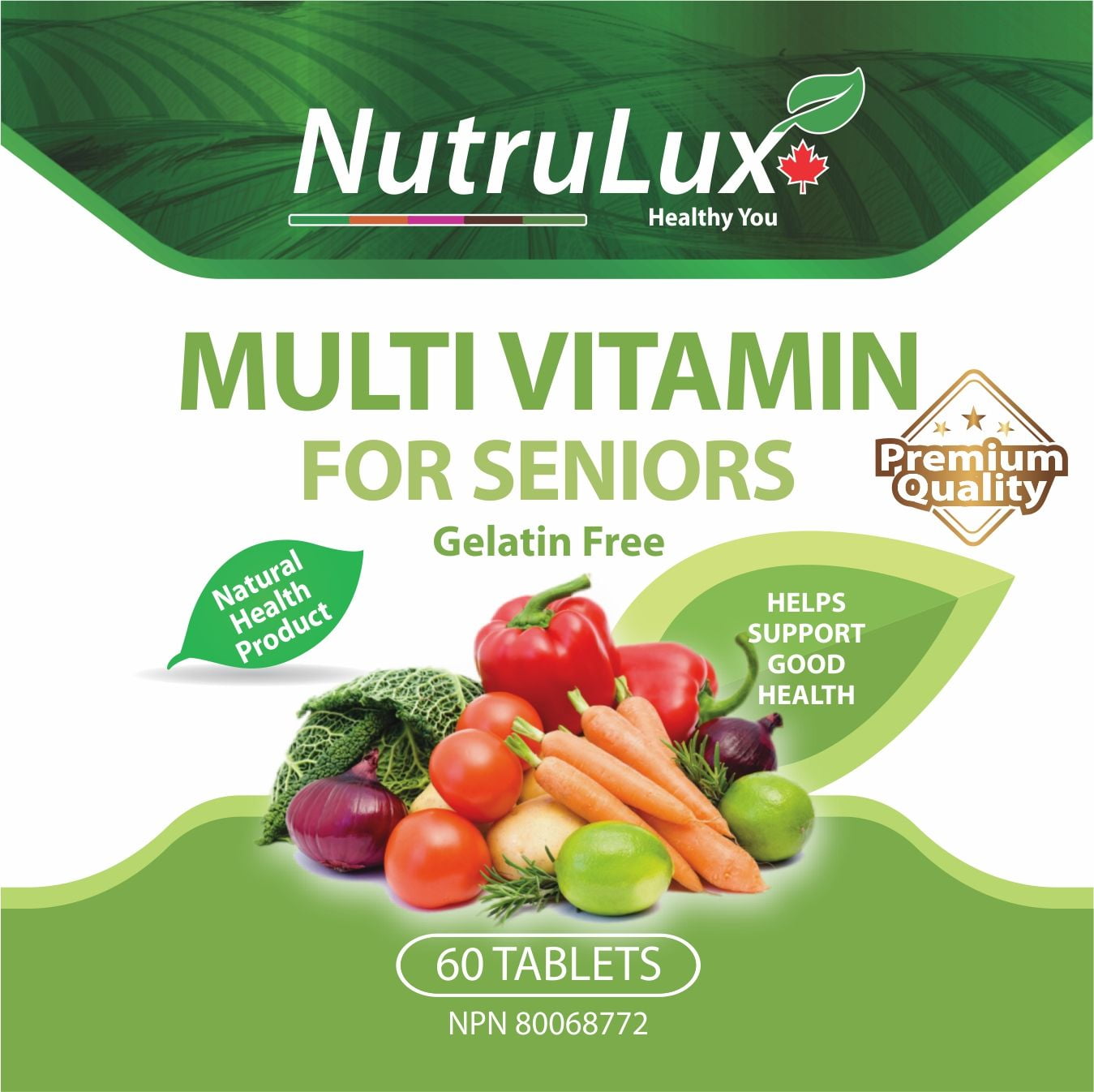 NutruLux Multivitamin For Seniors ( 60 mg Vitamin C ) Halal Gelatin Free Tablets