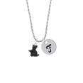 thumbnail image 2 of Delight Jewelry Resin Black Playing Cat Silvertone Script Initial Disc - F - Charm Necklace, 20"+3", 2 of 4