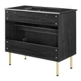 thumbnail image 5 of Modway Chaucer 36" Wood & Rattan Bathroom Vanity with Adjustable Shelf in Black, 5 of 16