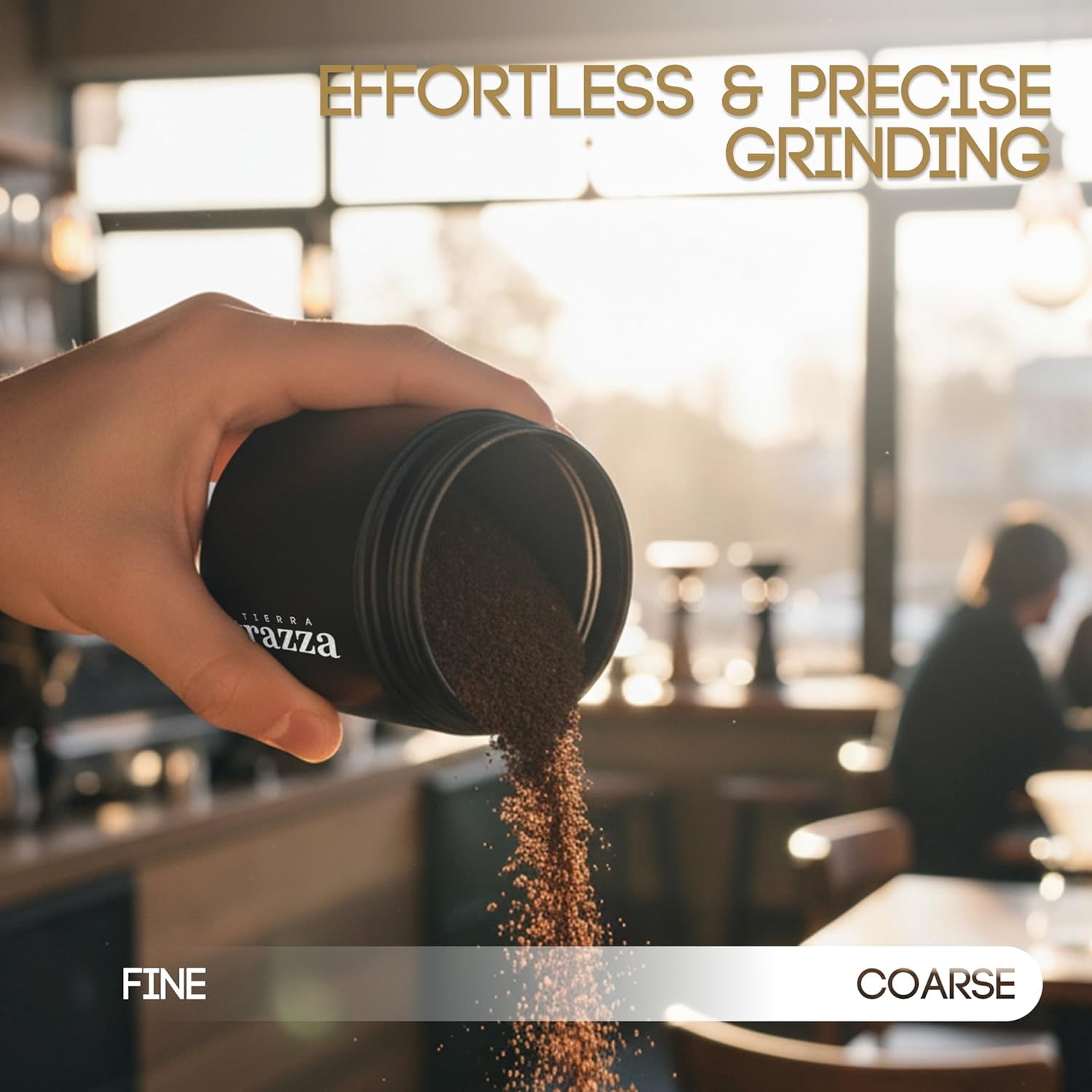 Manual Coffee Grinder with Conical Burr & Walnut Handle for Espresso French Press Travel Camping