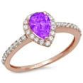 thumbnail image 7 of Halo Engagement Ring for Women - 0.755ct Natural Amethyst in 14K Rose Gold Promise Ring, 7 of 7