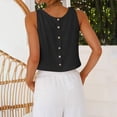 thumbnail image 5 of Women's Linen Shirts Dressy Tops Summer Crop Tank Tops Sleeveless Blouse Work Shirts Black M, 5 of 5