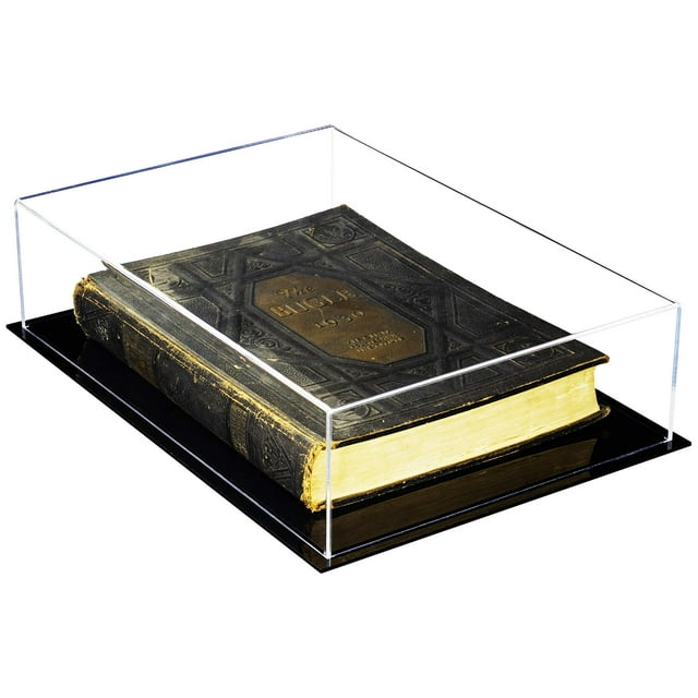 Better Display Cases Deluxe Clear Acrylic Book, Stamp, or Coin Collection Display Case with Black Base (A029-A)