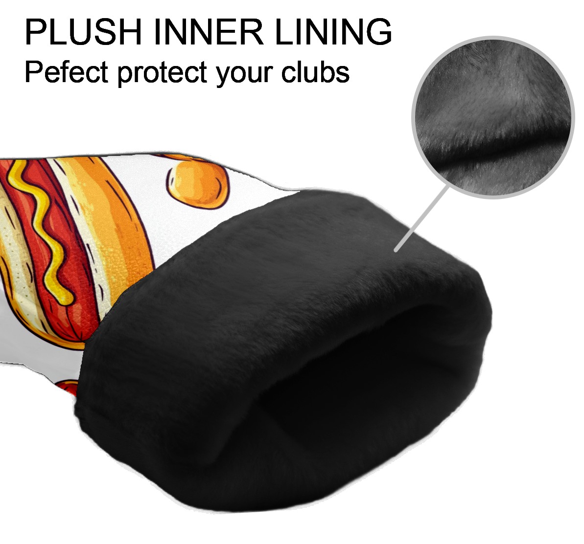 Golf Club Covers PU Leather Waterproof Head Covers for Fairway Woods Hybrids Cute Hot Dog