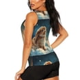 thumbnail image 3 of Fotbe Starry Sky Cloud Cute Rabbit Blusas Sin Mangas para Mujer – Estilo Casual, Corte Suelto, Slim-Fit, Cuello Redondo Deportivo, Tops de Verano para Gimnasio y Yoga-Large, 3 of 7
