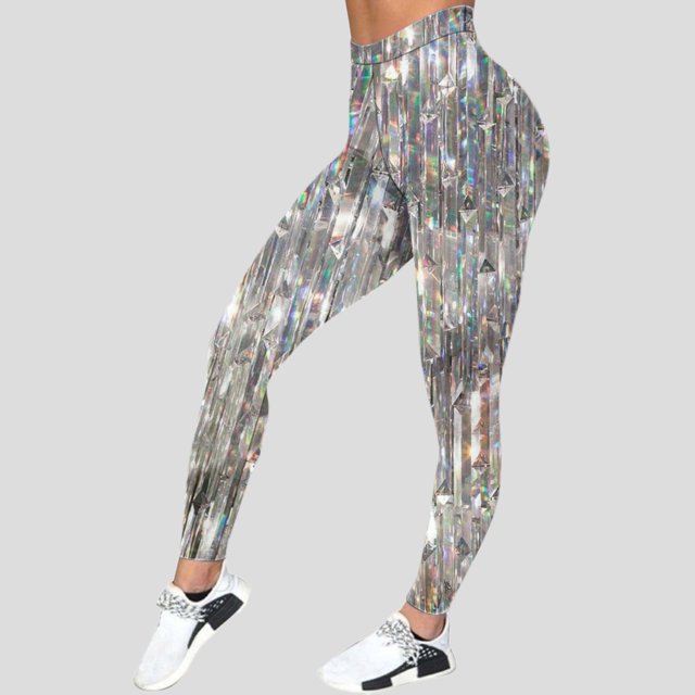 WILLBEST Pantalones de Yoga Con Estampado Mardi Para Mujer, Brillantes, de Cintura Alta, Largos, Para Entrenamiento, Cómodos, Elásticos, Para Correr y Gimnasio. Grande
