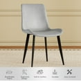 thumbnail image 2 of Modern Dining Chairs (Set of 4), Floral Grey PU Leather Seats, Black Carbon Steel Legs, 2 of 9