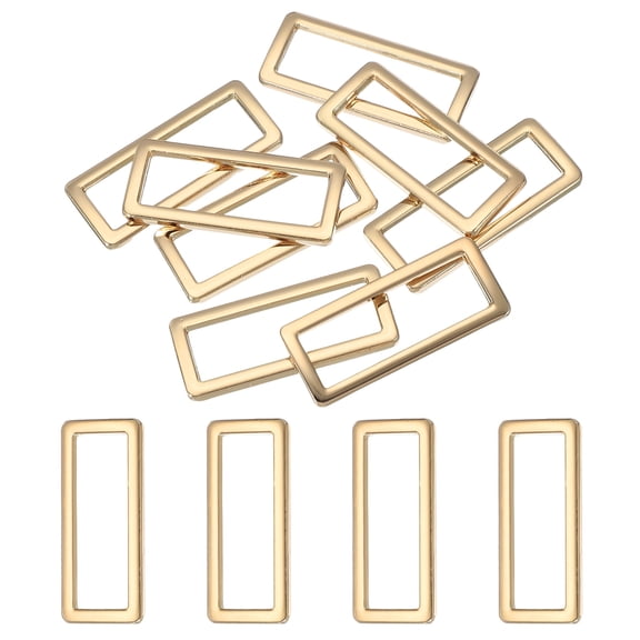 8pcs Metal Flat Rectangle Ring, 39mm(1-1/2inch) Metal Rectangular Buckle Rings Square Strap Webbing Loop for Bag Belt Purse DIY Craft, Light Gold