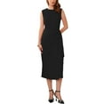 thumbnail image 2 of INSPIRE CHIC Women's Business Cocktail Dress 2025 Front Tie Wrap Formal Elegant Sleeveless Sheath Dresses S Black, 2 of 6