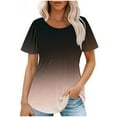 thumbnail image 2 of Giftesty Blouses for Women Dressy Casual Fashionable Women's Casual Short Sleeved Loose Round Neck Printed Top, 2 of 5
