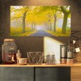 thumbnail image 1 of Misty Road in Yellow Autumn Forest - Landscape Photography Canvas Print, 1 of 3