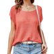 thumbnail image 3 of Camisas de Manga Corta Mujeres de Moda de Color Sólido Cuello Redondo de Punto Superior, Grande Blusa de Poliéster Casual para el Verano Al Aire Libre Y el Uso Diario, 3 of 5