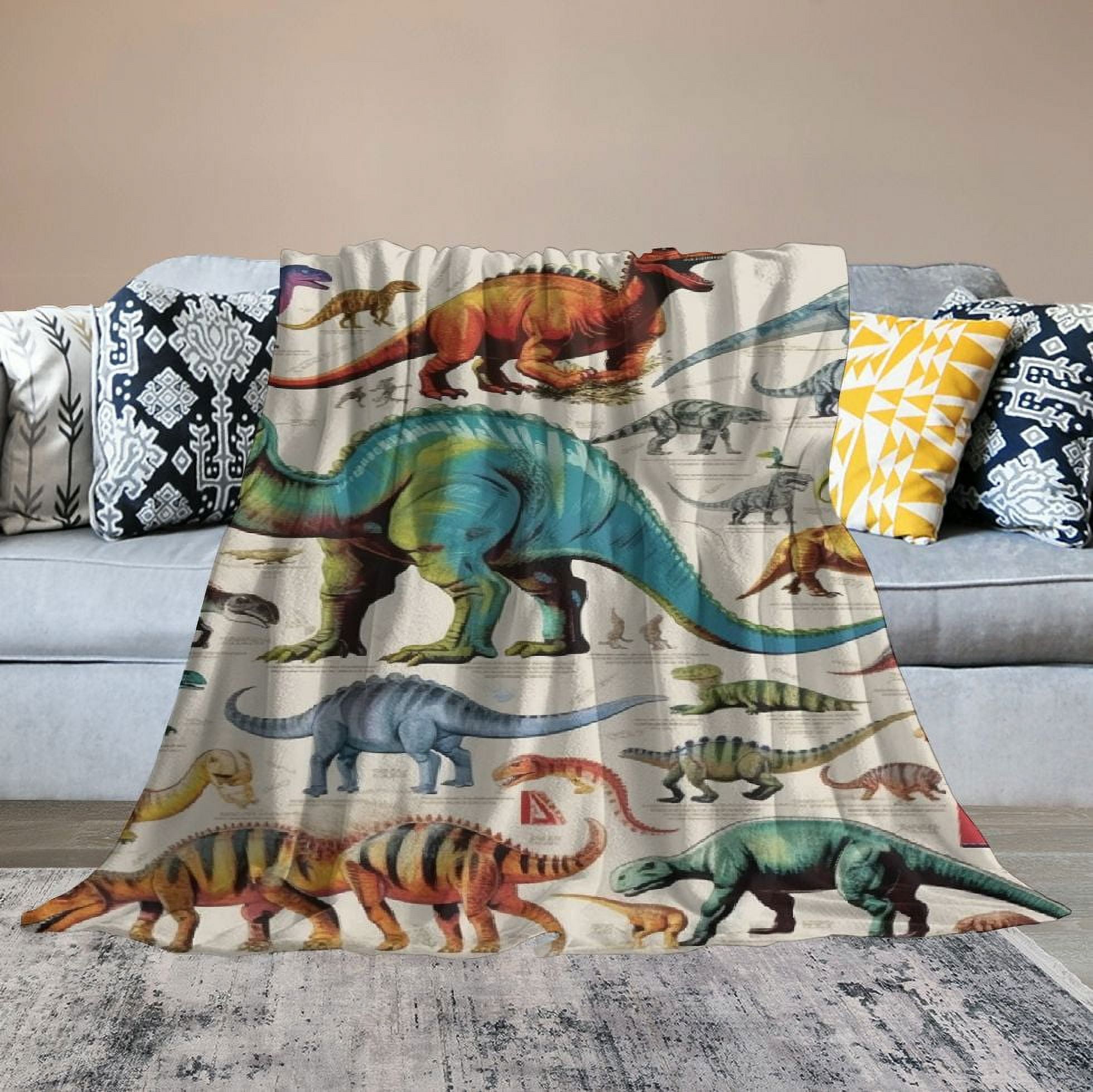 JEUXUS  Alphabet Dinosaur Throw Blanket for Boys, Dinosaur Blanket for Toddler Boys Kids Warm Throw Blanket Dinosaur for Dinosaur Fans