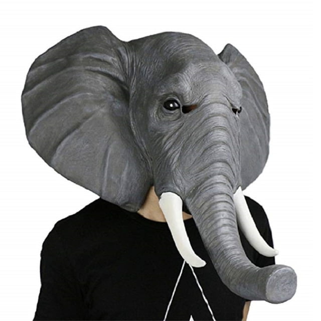 Máscara de látex de elefante para Halloween, tocado, máscara de animal realista divertida, máscara de disfraz de elefante