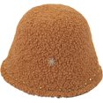 thumbnail image 3 of CoCopeaunts Ladies Bucket Hat Solid Color Lambs Wool Casual Warm Women Girls Basin Cap Rivet Edge Decorate Trend Fisherman Hat, 3 of 8