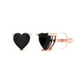 thumbnail image 2 of 1.5 Ct Heart Cut Studs Black Natural Onyx 14K Rose Solid Solid Gold Everyday Dainty Earrings Screw Back, 2 of 7