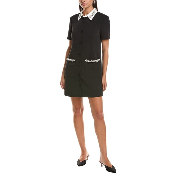 Milly womens  Sheelah Crepe Mini Dress, 6, Black