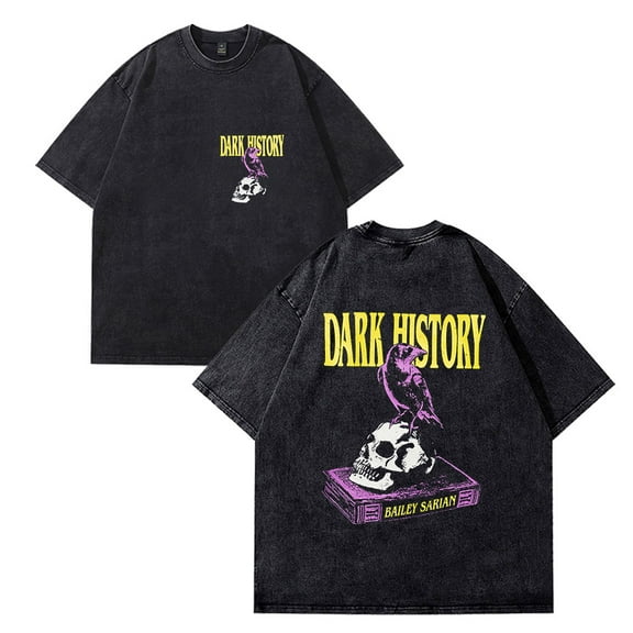 Bailey Sarian Dark History T-shirts Women Men Cotton Wash Clothes Trend Casual Short Sleeve Top