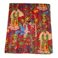 thumbnail image 5 of indian quilts single size, Handmade Kantha Quilt Cotton Bedspread, Indian Vintage Kantha Throw Blanket, Reversible Floral Patchwork Quilt, 5 of 6