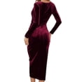 thumbnail image 3 of Vestido largo de cóctel ajustado con cuello en V y fruncido para mujer, ideal para invitadas de boda o eventos nocturnos. Vestido elegante para mujer., 3 of 5