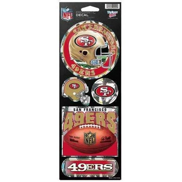 WinCraft NFL San Francisco 49ers Pegatinas Prismáticas, Color del Equipo, Talla única
