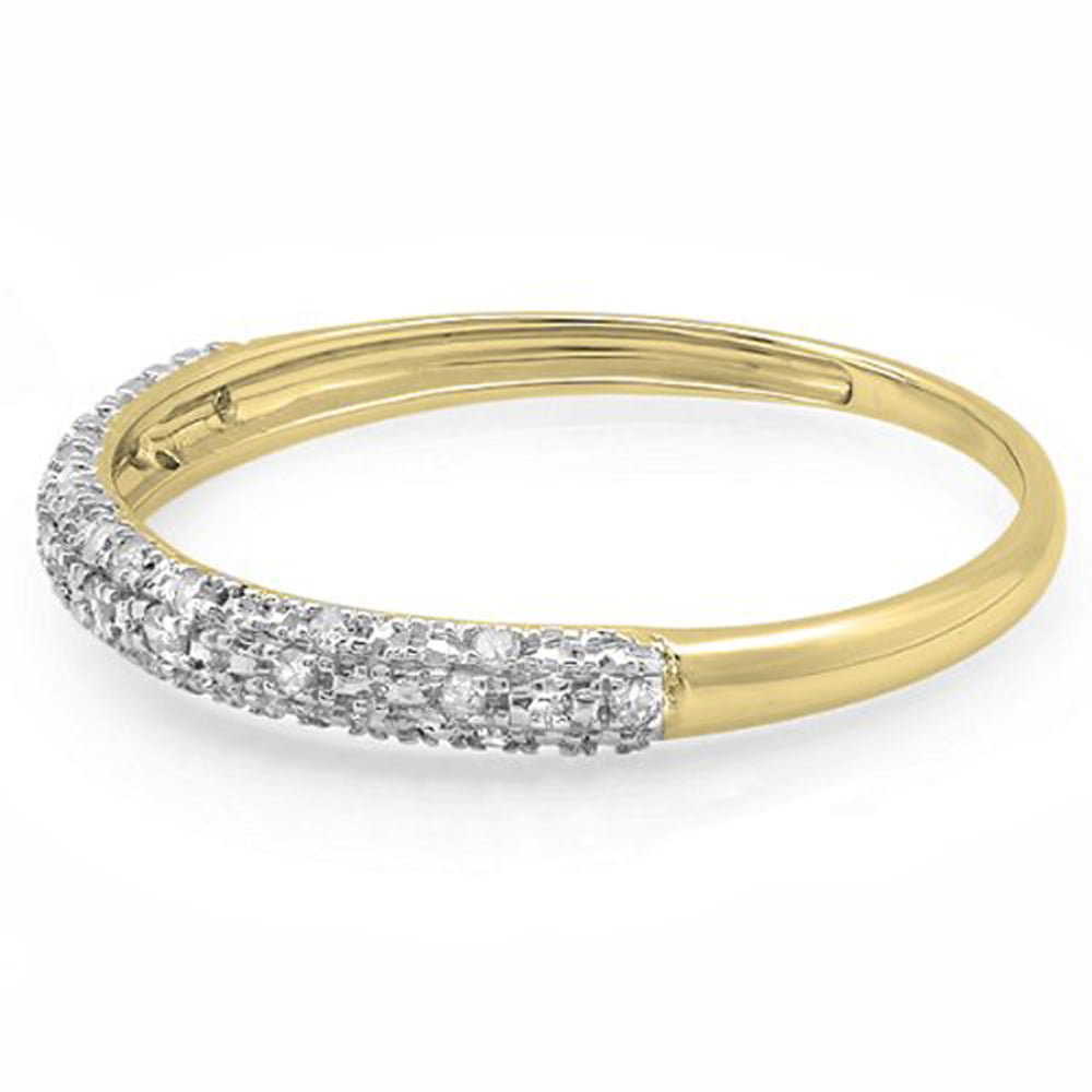 0.10 Carat 10k Yellow Gold Diamond Ladies Wedding Band Stackable Ring Size 6 