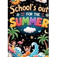 thumbnail image 4 of Bright Colors Summer Banner Cartoon Design School's Out Holiday Wallpaper for Beach Party Kids Celebration Indoor Decoration, 4 of 8