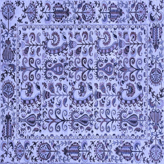 Ahgly Company Machine Washable Indoor Square Abstract Blue Modern Area Rugs, 7' Square