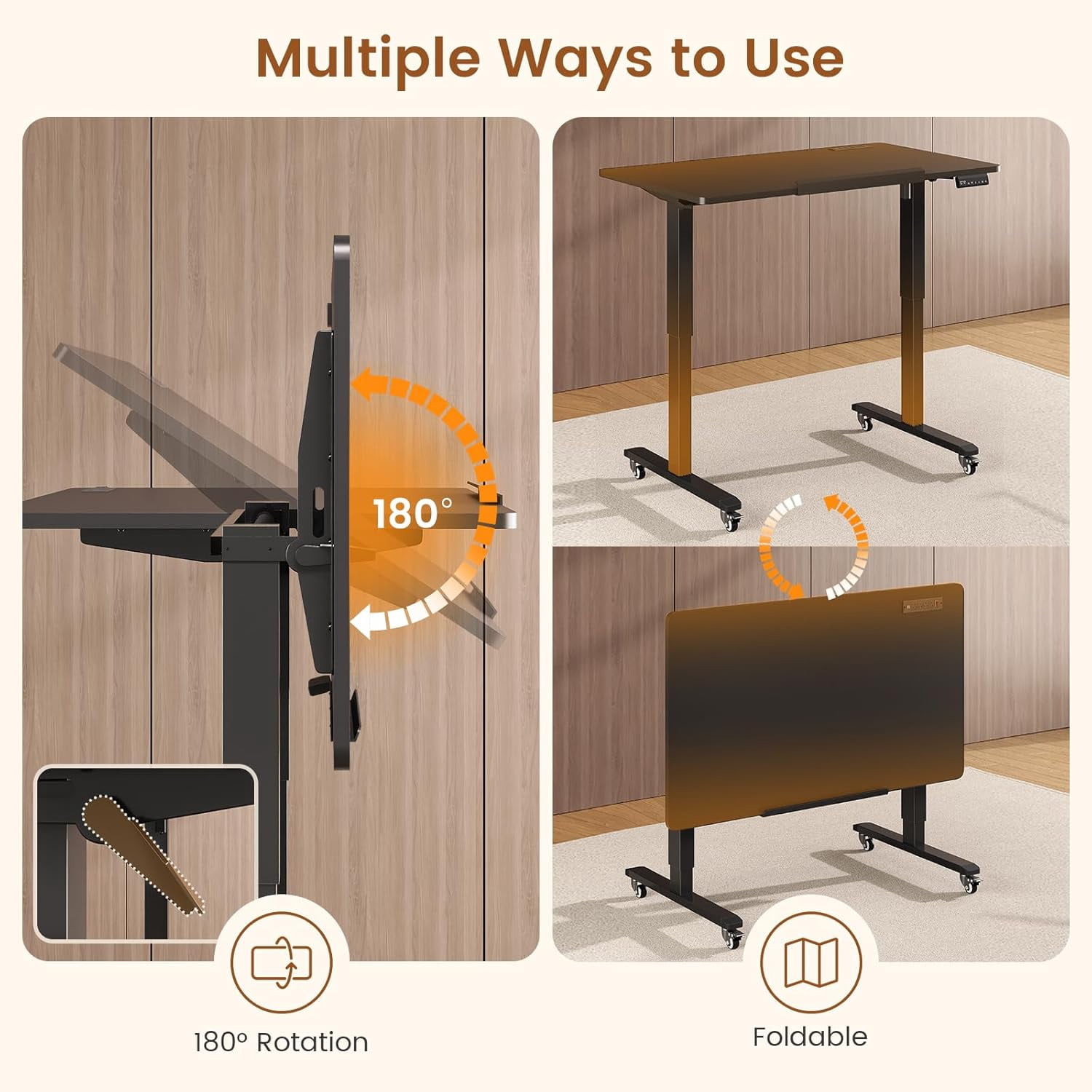 SEDETA 47 Inch Electric Standing Desk with Wheels, 180° Tiltable