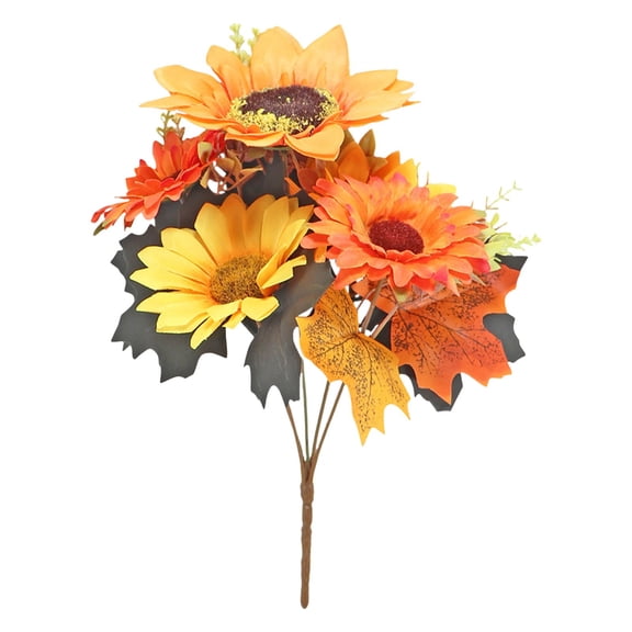 Clearance Under $1! 1PC Artificial Fall Bouquet, Halloween Pumpkin & Sunflower Floral Arrangement for Table Centerpiece, Plastic, (One Size, N)