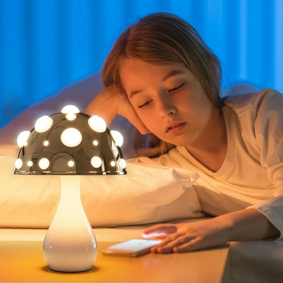 xjwjuw Mushroom Night Lamp, LED Desk Light, Three Color Dimming, Metal & Plastic, Cute Design, Plug-in, for Bedroom, Living Room, Kids Room, College Dorm, Gift