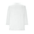 thumbnail image 4 of Razzly Women's Casual 3/4 Sleeve V Neck T Shirt Loose Fit Basic Solid Color Top Comfortable Daily Wear Outfits For Spring Fall Winter(White,3XL), 4 of 6
