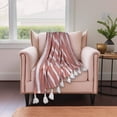 thumbnail image 4 of 50" X 60" Rust Woven Cotton Striped Throw Blanket with Tassels, 4 of 6