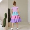 thumbnail image 6 of Lutiedan Girls Summer Dresses Ruffled Sleeve Casual Holiday Skate Twirl Dress Color Block Smocked Elastic Waist Tiered Midi Dress for 4-14 Years, 6 of 8