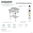 thumbnail image 4 of Kingston Brass LMS30MASQB0 Pemberton 30" Carrara Marble Console Sink with Acrylic Legs and Shelf (8-Inch, 3-Hole), Carrara Marble White/Matte Black, 4 of 4
