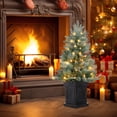 thumbnail image 6 of 3ft Pre-Lit Artificial Christmas Tree, 78 Warm White LED Lights, Battery Powered with Timer, Includes Brown Base, Festive Holiday Decoration for Home, 6 of 13