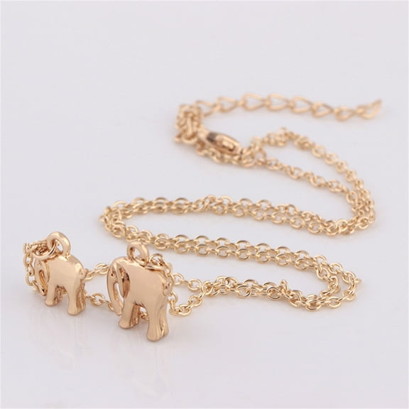RuiJiao Fashion Collarbone Chain Necklace with Elaborate Two Elephants Pendant - Delicate Jewelry for Women
