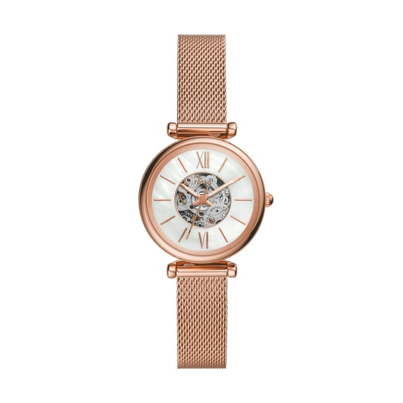 Fossil Women's Carlie Mini Me Automatic, Rose Gold-Tone Stainless Steel Watch
