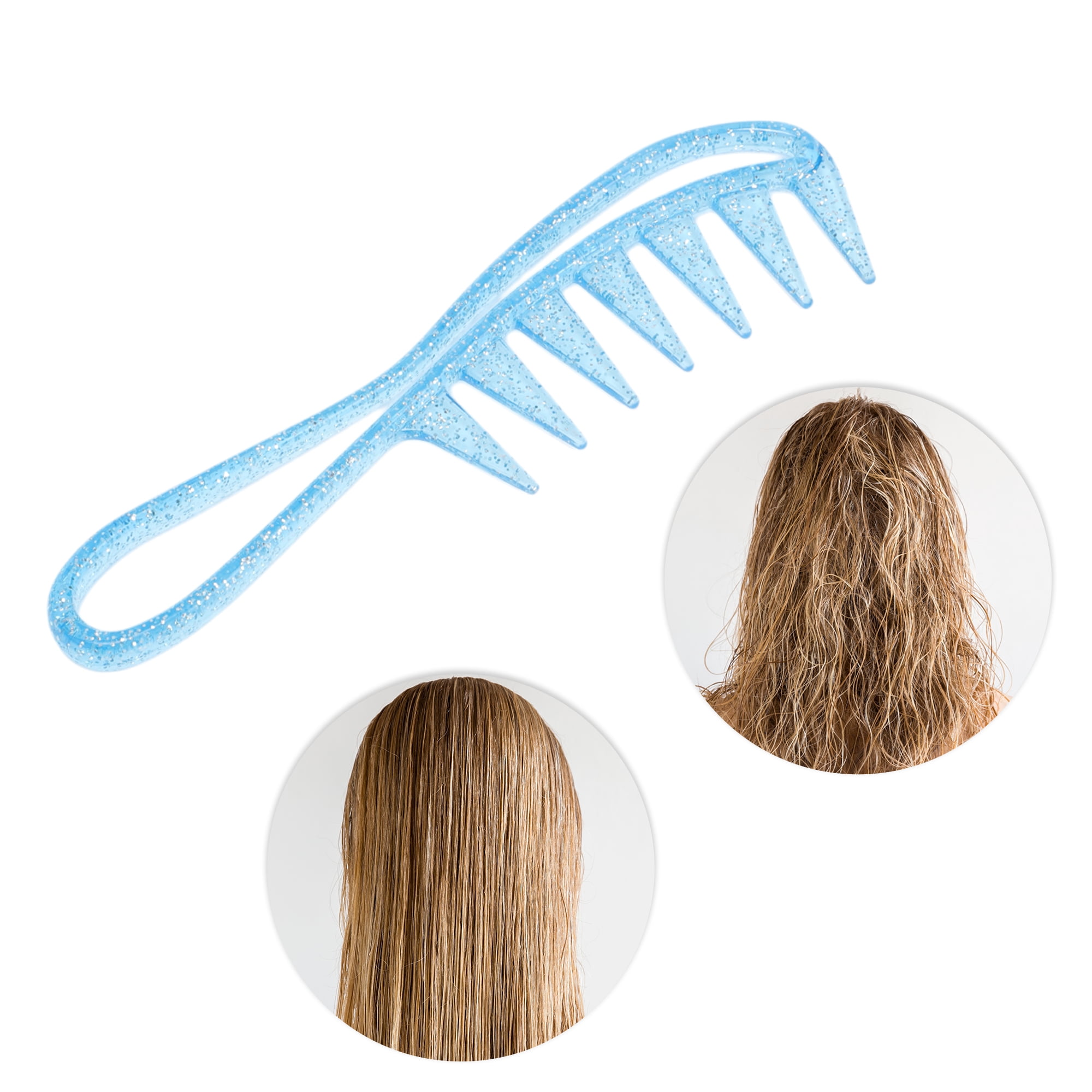 Unique Bargains 1 Pc Women Wide Tooth Comb for Curly Hair All Hair Types Blue