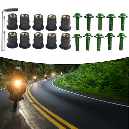 10pcs Motorcycle Screws Bolts Set M5x15mm for Honda for Suzuki Motorbike Windscreen Windshield Nut Bolt Kit Accessories