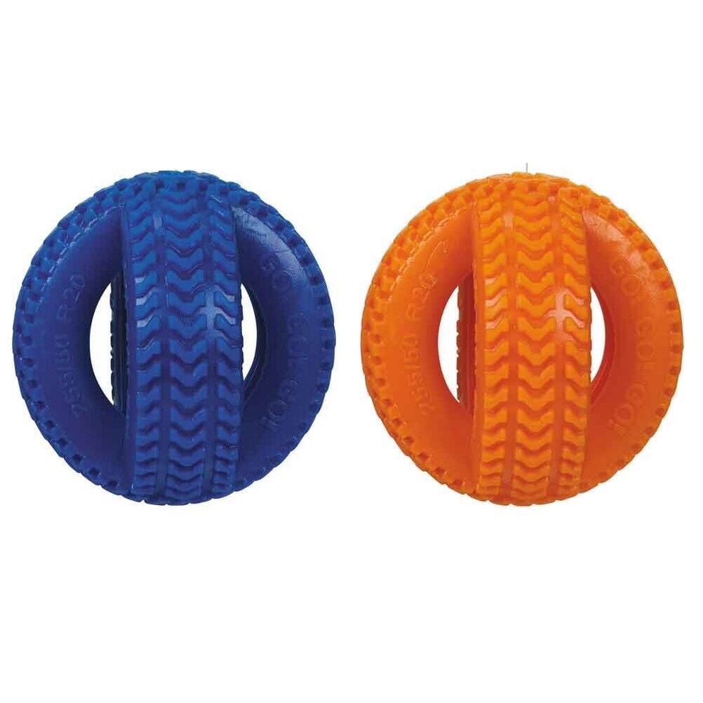 Double Tire Heavy Duty Durable Rubber Tough Chewer Dog Dental Health Toy 4 Inch (Full Set - Both Colors)
