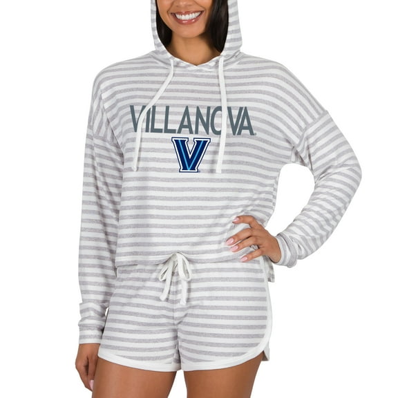 Women's Concepts Sport Cream Villanova Wildcats Visibility Long Sleeve Hoodie Top & Shorts Set