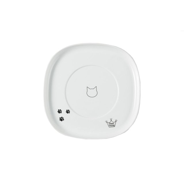 Necoichi Bol Surélevé pour Chat Plateau de Repas (Blanc Simple)