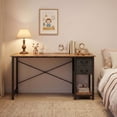 thumbnail image 6 of edx Computer Desk with Drawer 47 Inch PC Table Study Desk with 2-Tier Drawers Storage Shelf Headphone Hook, Modern Simple Style Laptop Desk for Bedroom, Rust, 6 of 9